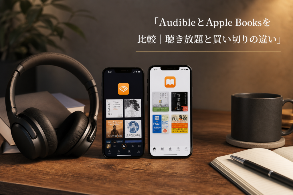 AudibleとApple Booksを比較｜聴き放題と買い切りの違いのアイキャッチ画像