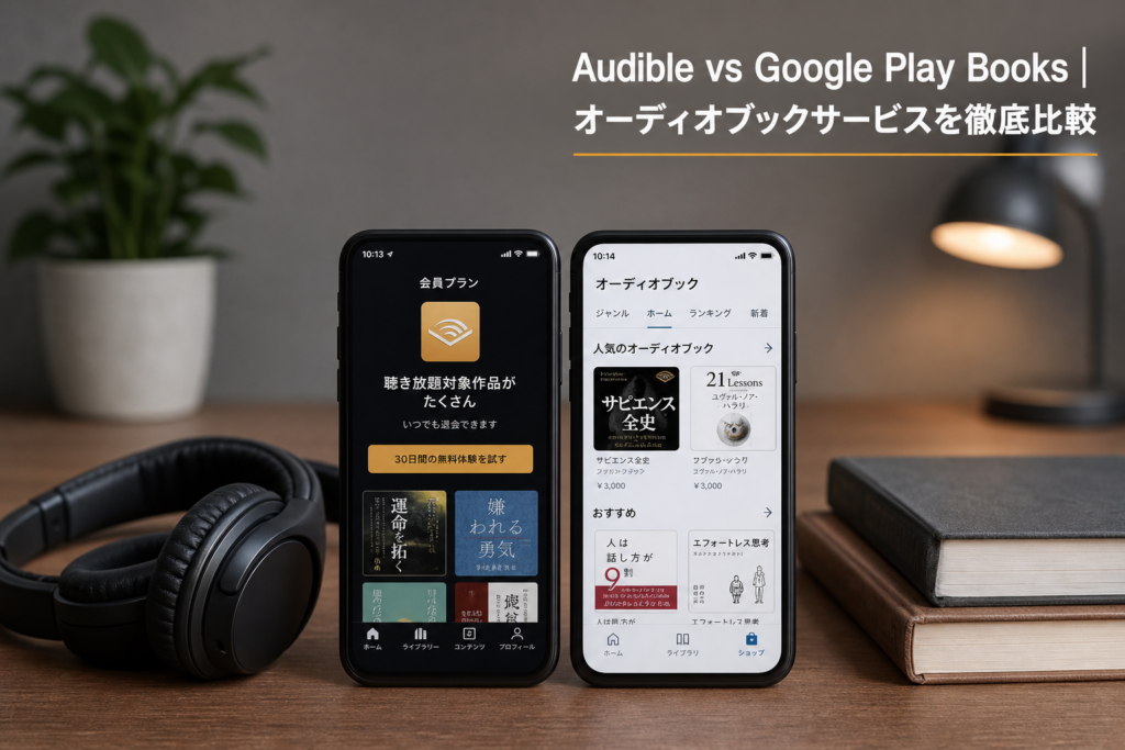 Audible vs Google Play Books｜オーディオブックサービスを徹底比較のアイキャッチ画像