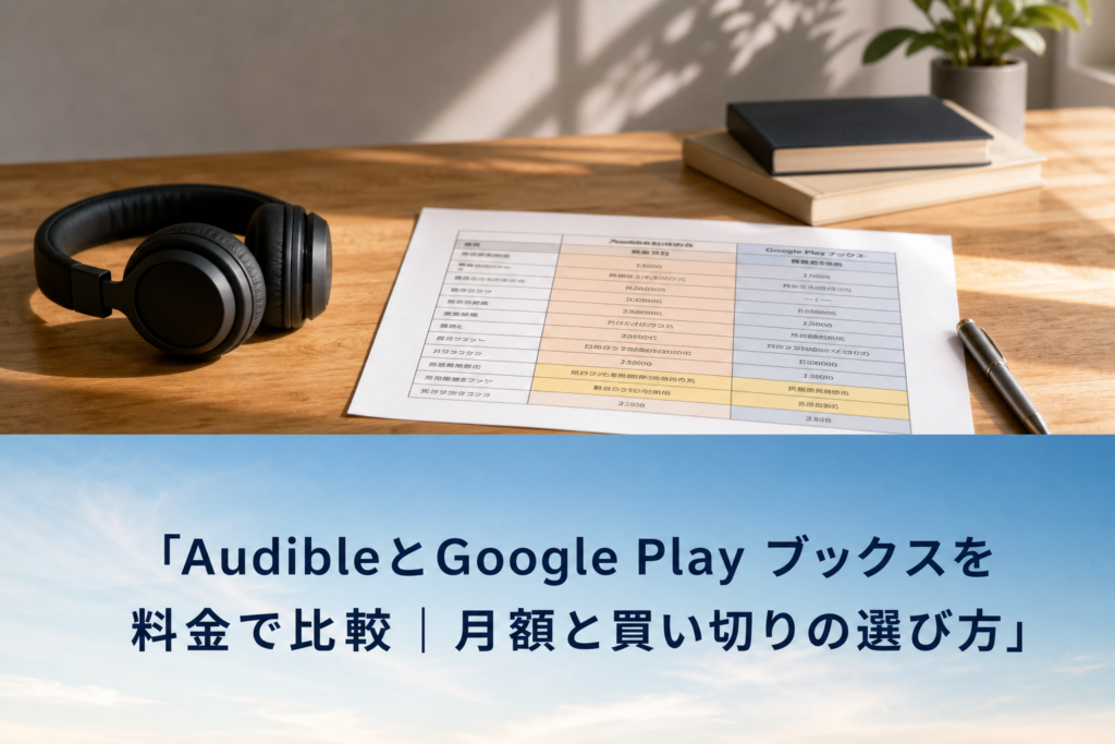 AudibleとGoogle Play ブックスを料金で比較｜月額と買い切りの選び方のアイキャッチ画像
