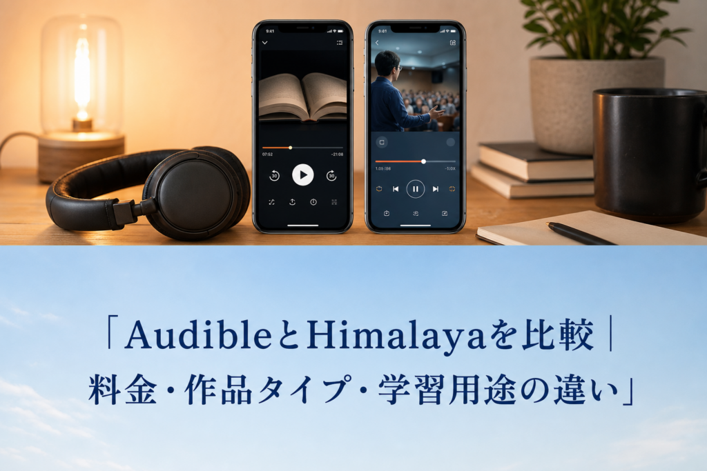 AudibleとHimalayaを比較｜料金・作品タイプ・学習用途の違いのアイキャッチ画像