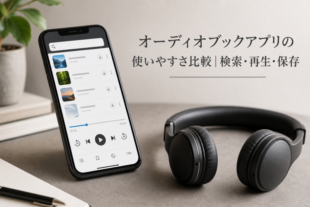 オーディオブックアプリの使いやすさ比較｜検索・再生・保存のアイキャッチ画像