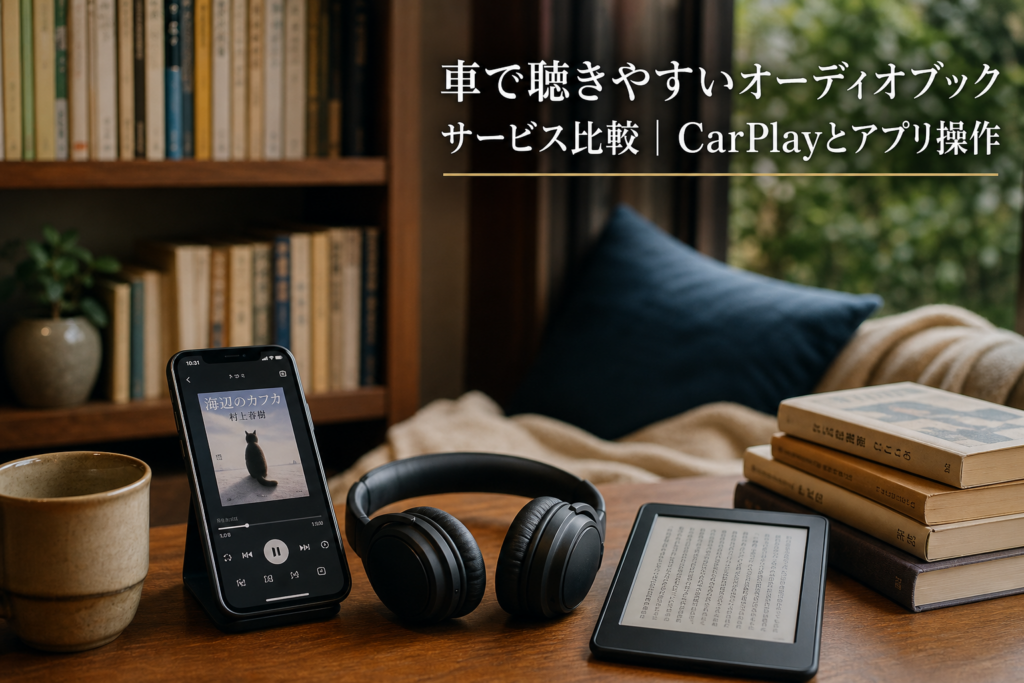 車で聴きやすいオーディオブックサービス比較｜CarPlayとアプリ操作のアイキャッチ画像