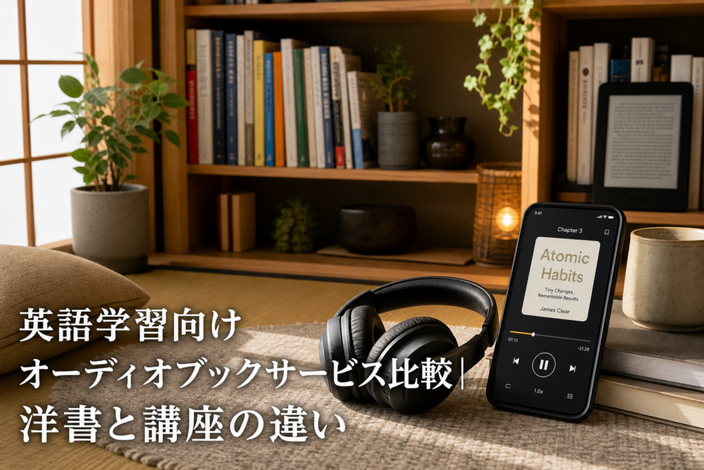 英語学習向けオーディオブックサービス比較｜洋書と講座の違いのアイキャッチ画像