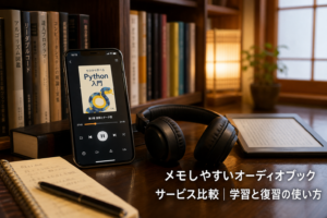 メモしやすいオーディオブックサービス比較｜学習と復習の使い方のアイキャッチ画像