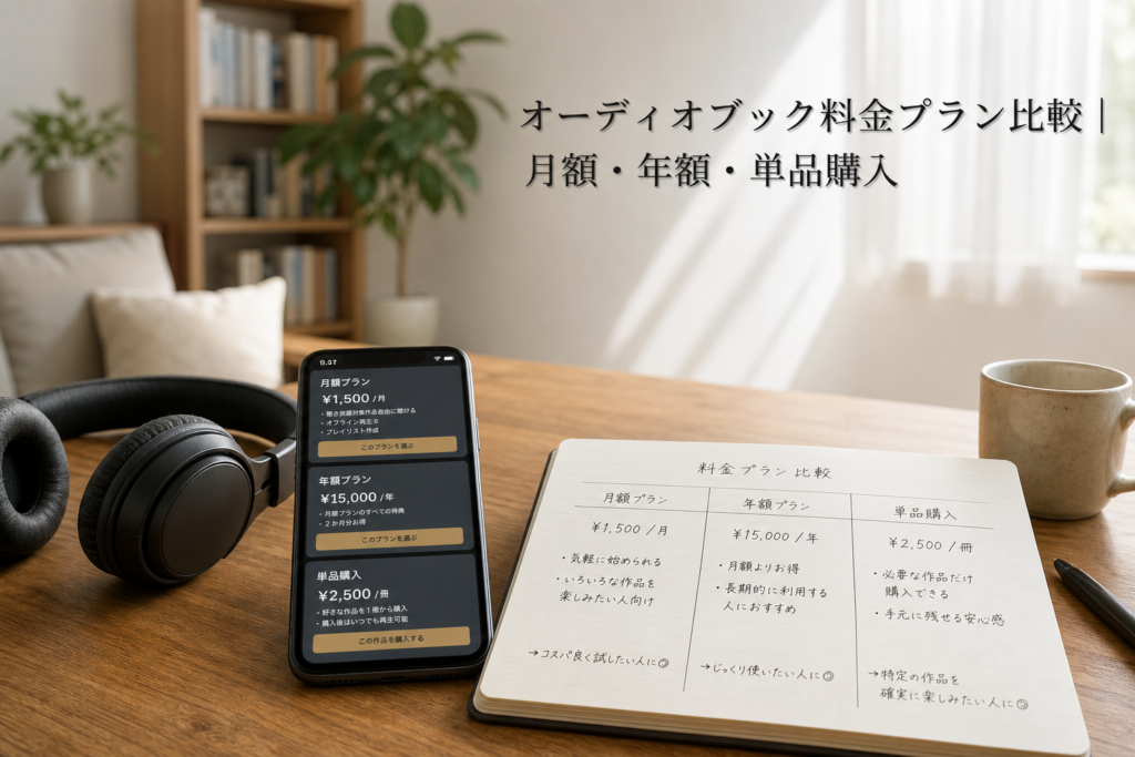 オーディオブック料金プラン比較｜月額・年額・単品購入のアイキャッチ画像