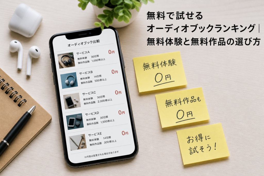 無料で試せるオーディオブックランキング｜無料体験と無料作品の選び方のアイキャッチ画像