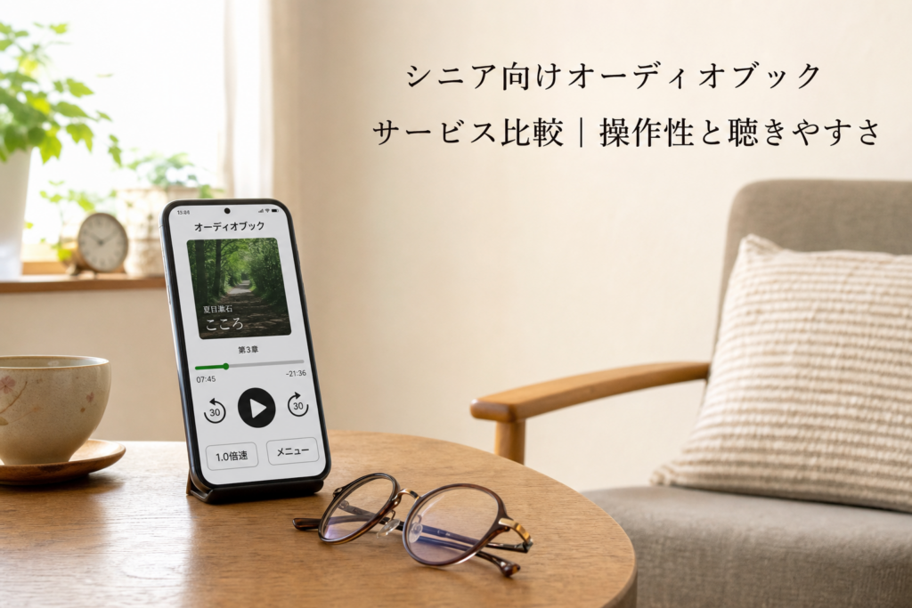 シニア向けオーディオブックサービス比較｜操作性と聴きやすさのアイキャッチ画像