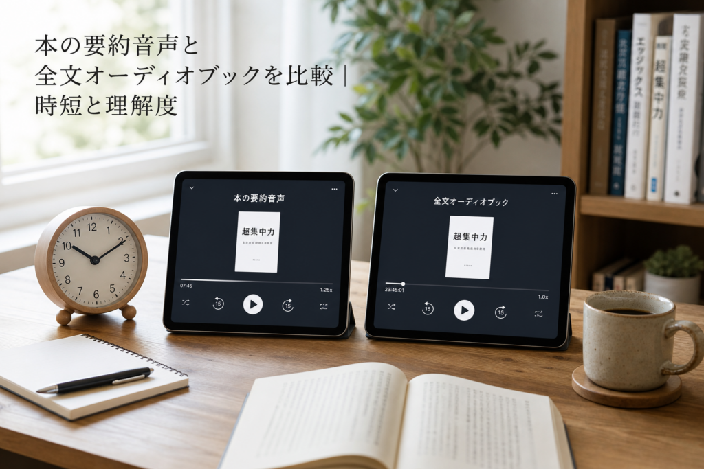 本の要約音声と全文オーディオブックを比較｜時短と理解度のアイキャッチ画像