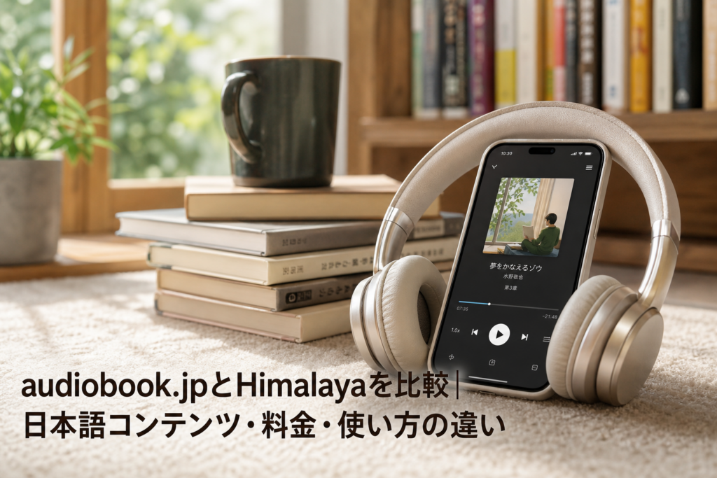 audiobook.jpとHimalayaを比較｜日本語コンテンツ・料金・使い方の違いのアイキャッチ画像