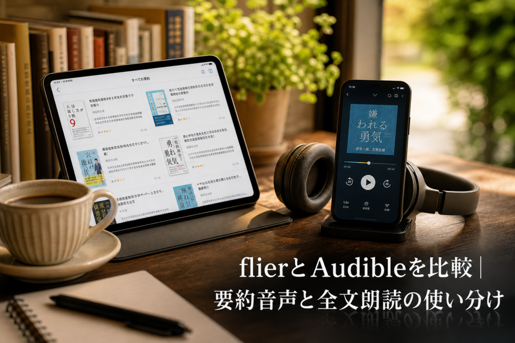 flierとAudibleを比較｜要約音声と全文朗読の使い分けのアイキャッチ画像