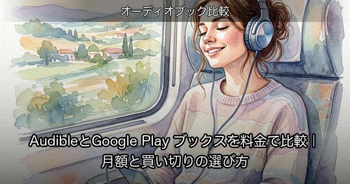 AudibleとGoogle Play ブックスを料金で比較｜月額と買い切りの選び方のアイキャッチ