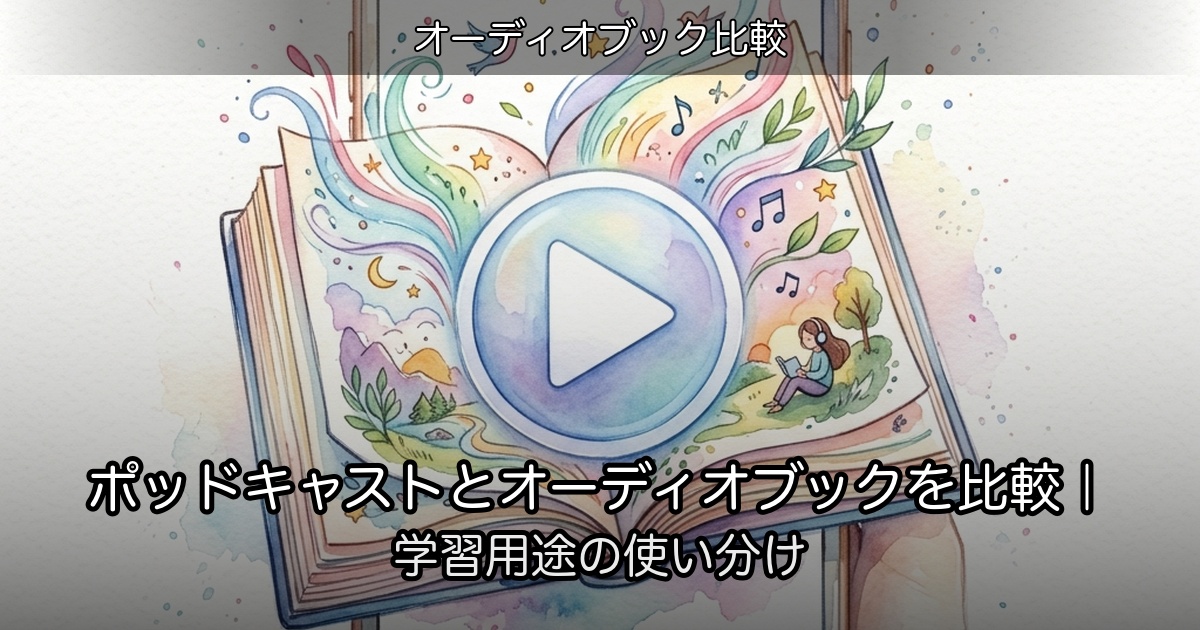 ポッドキャストとオーディオブックを比較｜学習用途の使い分けのアイキャッチ