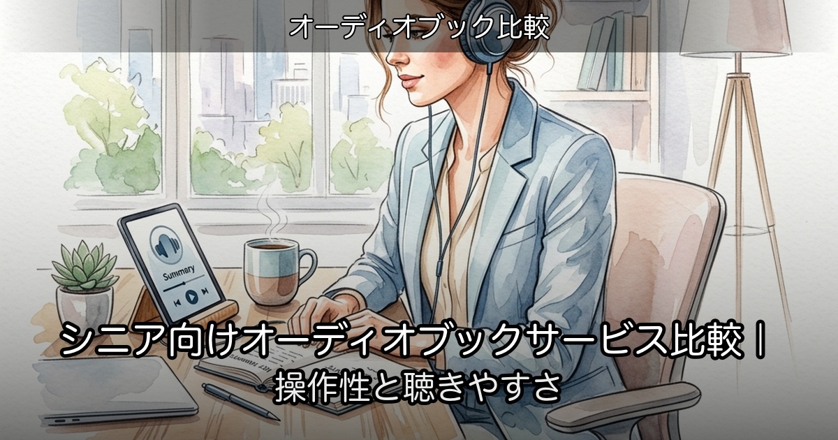 シニア向けオーディオブックサービス比較｜操作性と聴きやすさのアイキャッチ