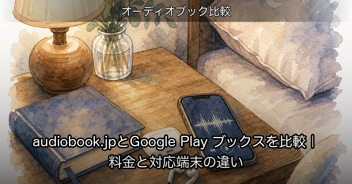 audiobook.jpとGoogle Play ブックスを比較｜料金と対応端末の違いのアイキャッチ